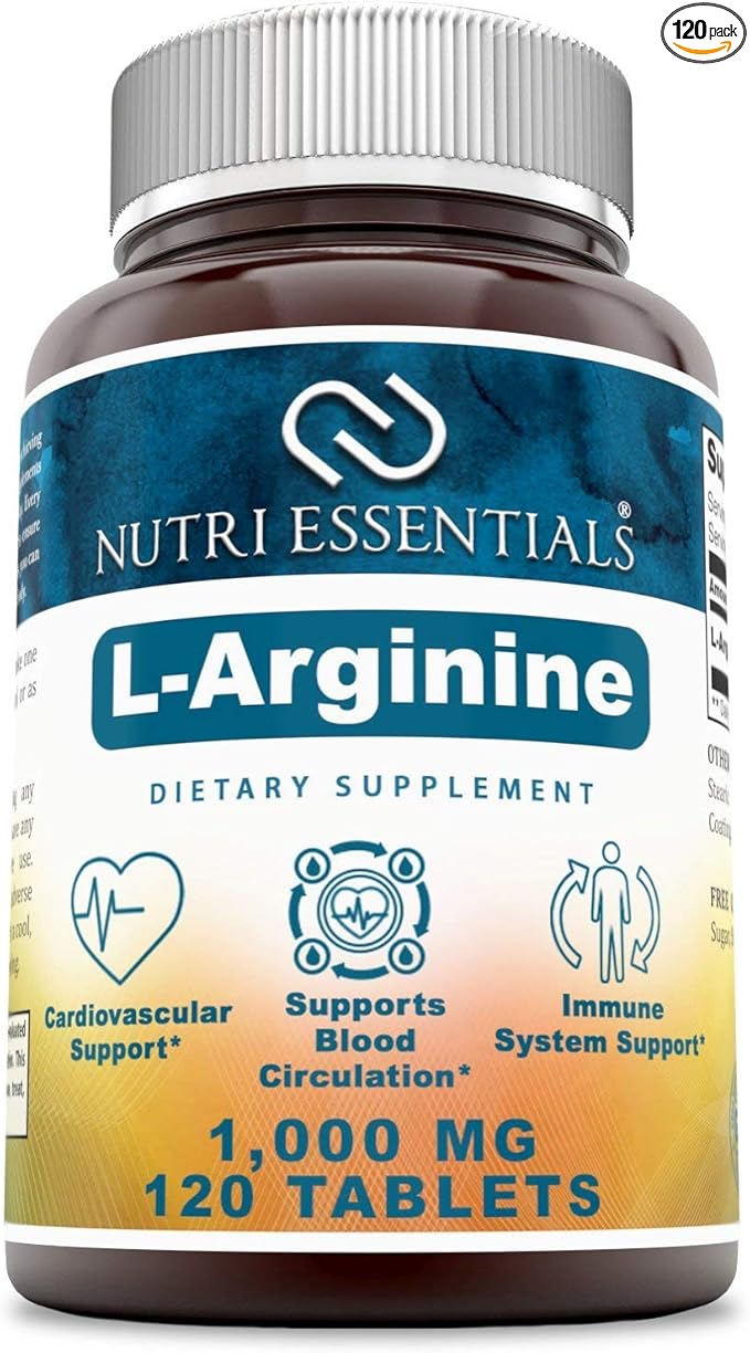 L-Arginine 1000 Mg 120 Tablets Dietary Supplement - Supports Cardiovascular Health - Supports Immune System Functions - Promotes Blood Circulation