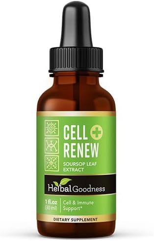 Cell Renew 1oz - Graviola Extract, Soursop Graviola Leaf Extract 15x Strength - Cell Rejuvenation, Cellular Support Immune Boost Fiber Supplement - 100% Organic and Gluten Free - 1 btl