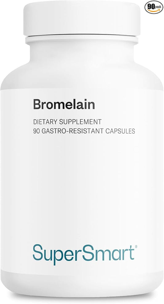 Supersmart - Bromelain 1500 mg 3000 GDU Per Day - Enzymes Extracted from Pineapple Roots - Digestive System Booster | Non-GMO & Gluten Free - 90 DR Capsules