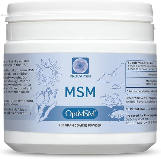 Procapsin OptiMSM – Pure Methylsulfonylmethane MSM Supplement Powder – Organic, Gluten Free, Non-GMO – Opti MSM Sulfur Crystals/Powder for Kids and Adults (250Grams)