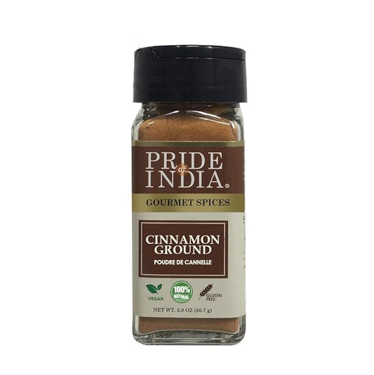 Pride of India – Natural Cinnamon Ground – Pure & Fresh – Gourmet Spice – Perfect for sweet & savory dishes – GMO/Gluten Free - Easy to Use – 2 oz. Small Dual Sifter Bottle