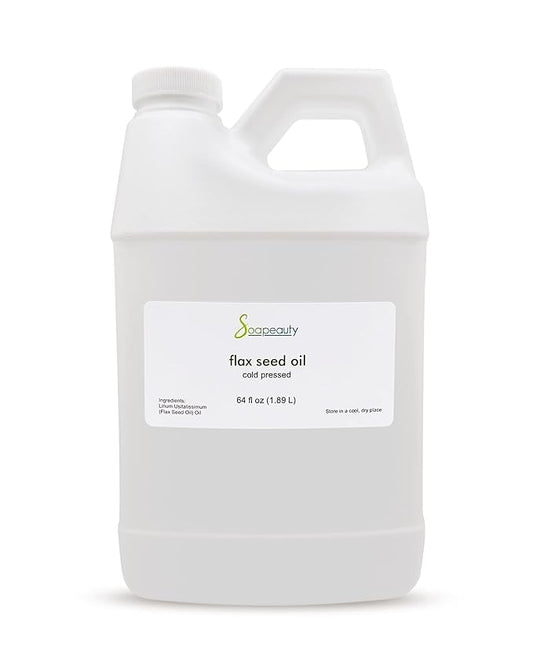 Soapeauty Flax Seed Oil Unrefined Cold Pressed 100% Pure and Natural | for Skin, Hair and DIY Recipes | Source of Omega-3 & ALA | 64 fl oz
