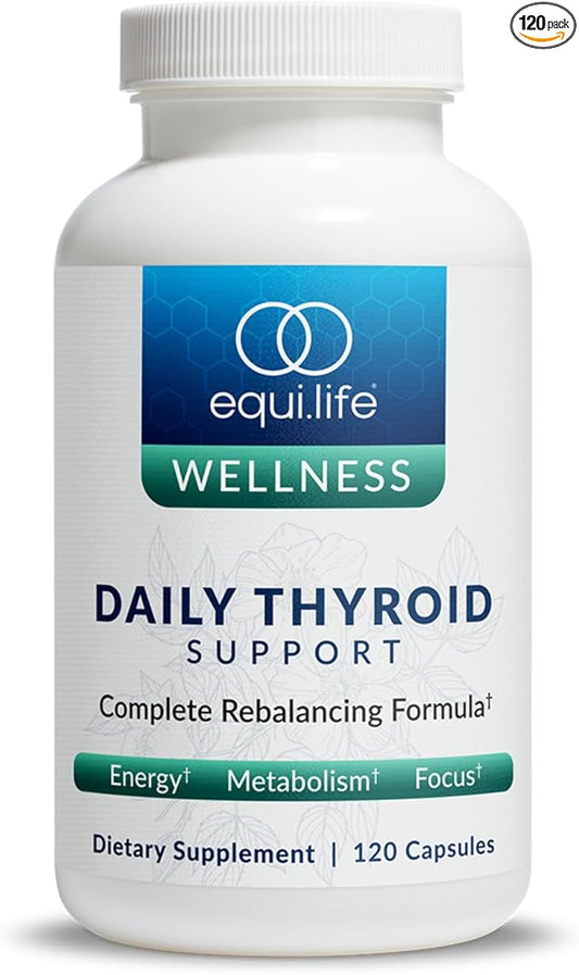 Equilife Thyroid Support, Vitamins and Minerals Supplement with Vitamin C, Zinc, Vitamin E, Iodine, and Selenium, Adaptogens & Amino Acids Formula, Overall Wellness Support, Gluten Free, 120 Capsules