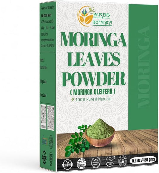 Moringa Leaf Powder Leaves oleifera Pure Premium Indian Powder Natural Fresh Morning Drink Vitamins and Immune Vitamin Superfoods 5.3oz Pack