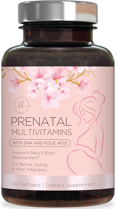 Women's Prenatal Multivitamin with Folic Acid + DHA, Essential Prenatal Vitamins with Folate, Omega 3, Vitamin D3, B6, B12 & Iron, Pregnancy Support Supplement for Mom and Baby - 120 Softgels