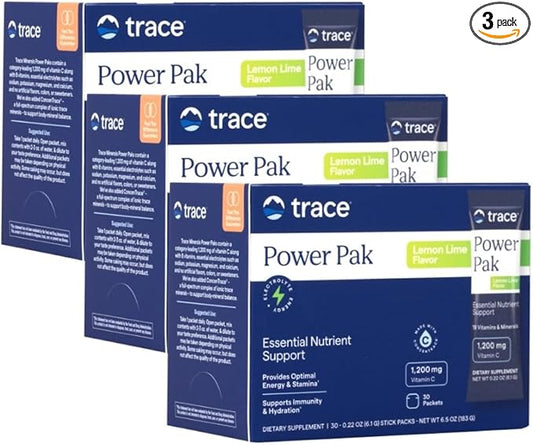 Trace Minerals Power Pak - Daily Health Supplement with Vitamins & Minerals - Supports Immune Health & Hydration - Lemon Lime (90 Servings)