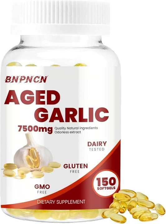 Aged Garlic Extract 7500mg- 150 Odorless Garlic Softgels | Organic, Non-GMO, Gluten-Free | Antioxidant Formula | Supports Energy and Immune Health (1)
