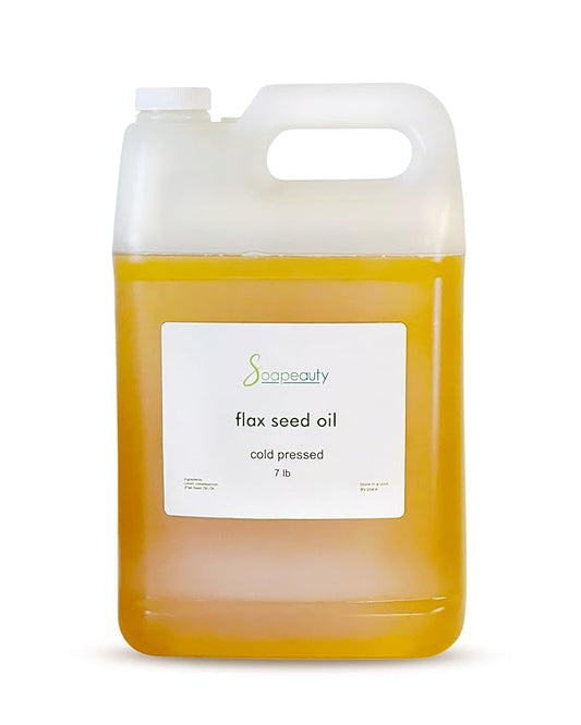 Soapeauty Flax Seed Oil Unrefined Cold Pressed 100% Pure and Natural | for Skin, Hair and DIY Recipes | Source of Omega-3 & ALA | 7 Pounds