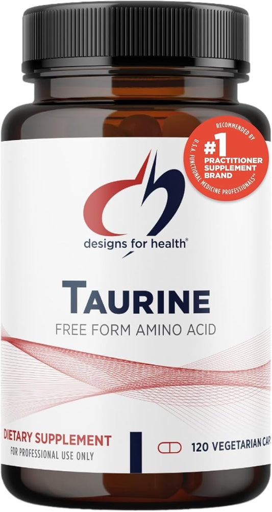 Designs for Health Taurine Capsules - 1000mg (1g) Taurine Amino Acid Pills - Cardiovascular Support - Non-GMO + Vegan Supplement (120 Capsules)
