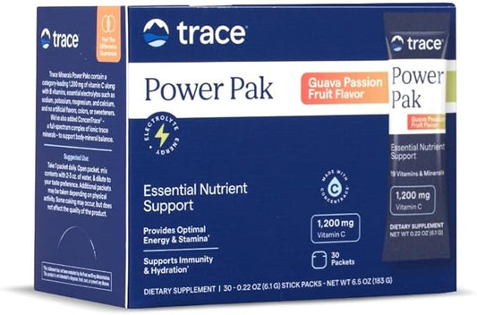 Trace Minerals Power Pak - Daily Health Supplement with Vitamins & Minerals - Supports Immune Health & Hydration - Guava Passionfruit (30 Servings)
