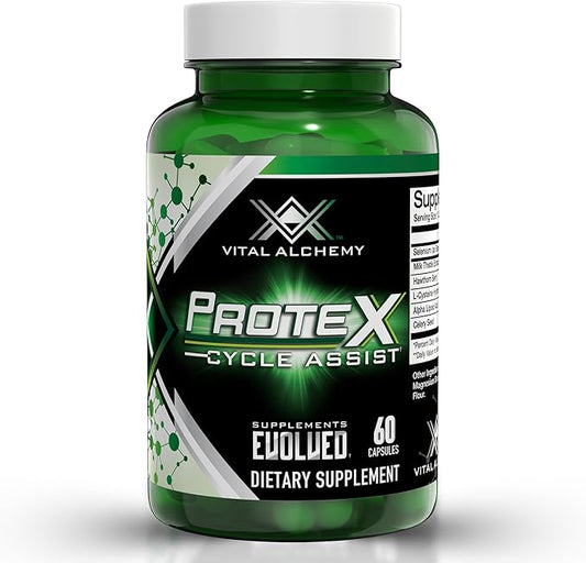 Vital Alchemy ProteX On Cycle Assist - Liver Cleanse, Detox & Repair Formula - Liver Support Supplement with Milk Thistle, Alpha-lipoic Acid,L-Cysteine hcl, and Others for Men 60 Servings -USA Made