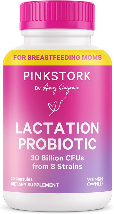 Pink Stork Lactation Probiotic - 30 Billion CFUs Multi Strain Postnatal Probiotics for Breastfeeding Women - Support Breast Milk & Gut Health, Postpartum Essentials, 30 Capsules