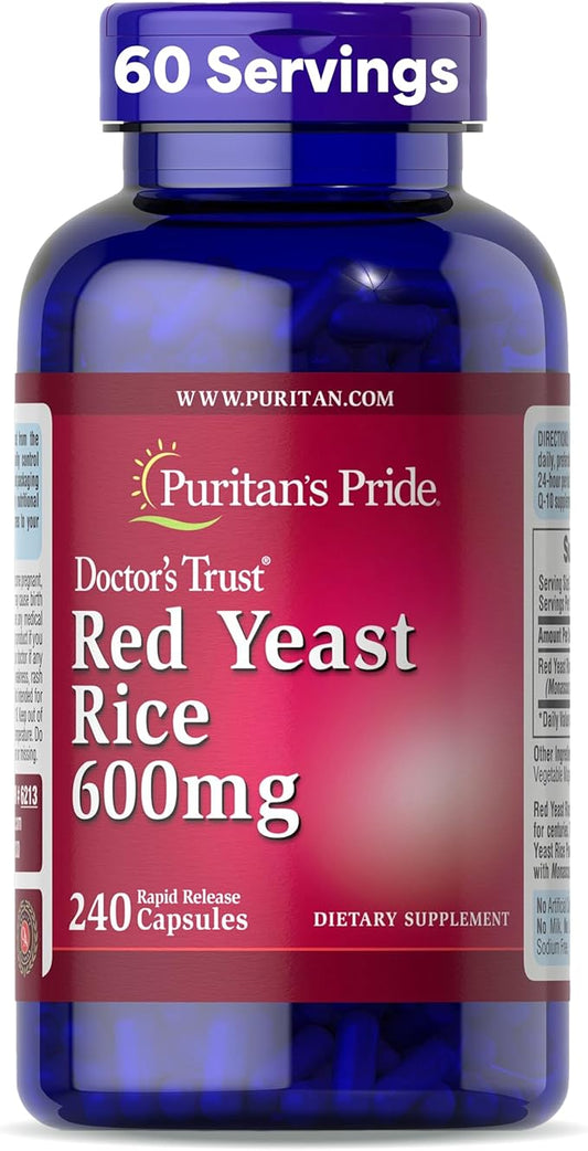 Puritan's Pride Doctors Trust® Red Yeast Rice 600mg, Dietary Supplement, 240 Rapid Release Capsules