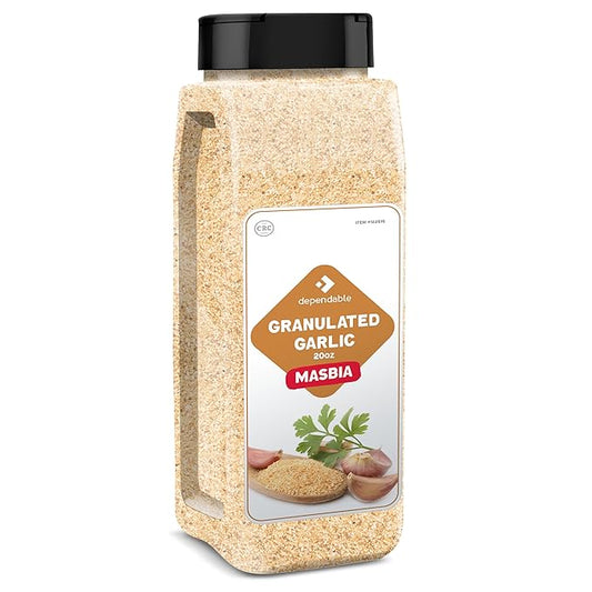 Dependable Foods Granulated Garlic Seasoning - 20 oz. Jar - Kosher, 100% Natural Garlic Powder Spice - Convenient and Versatile Garlic Seasoning - Non-GMO