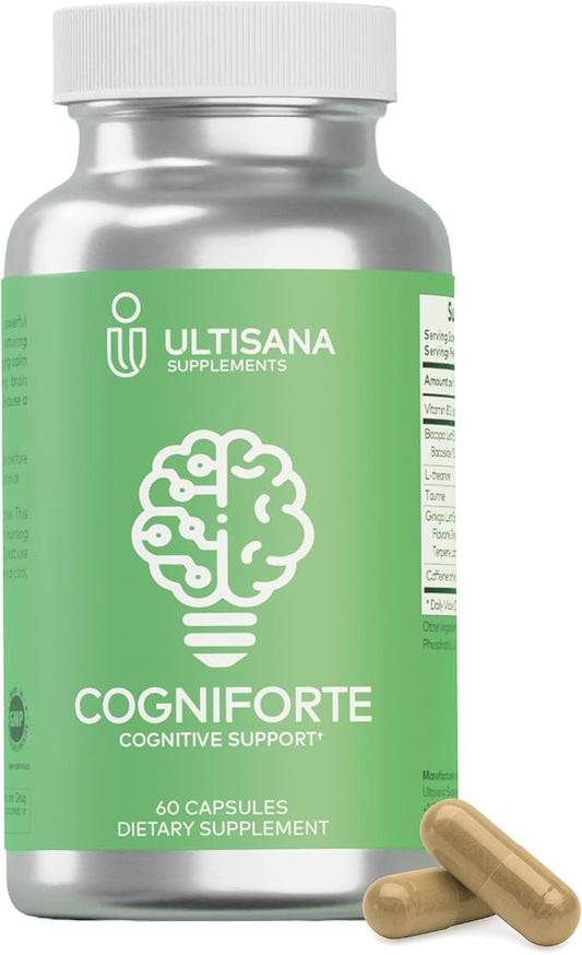 Cogniforte Brain Supplement for Memory and Focus | Enhanced Cognitive Support, Mental Clarity & Energy Booster | L-Theanine, Ginkgo Biloba, Taurine, Vitamin B12 & Caffeine | 90 Count