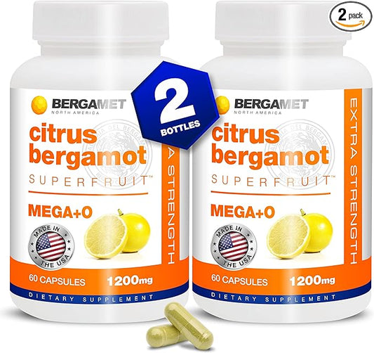 BergaMet Citrus Bergamot Supplement, 170:1 Extract, 1200mg per Serving, 80% Polyphenols, Italian Citrus Bergamot Supplement for High Cholesterol, 120 Capsules, 2 Months, Made in The USA
