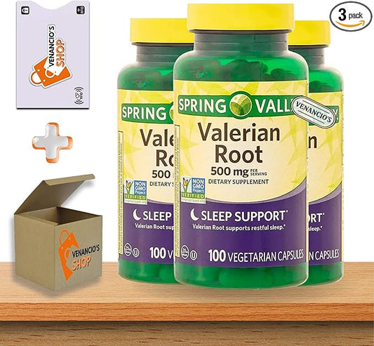 Spring Valley Valerian Root 500mg Vegan Capsules (Valeriana officinalis) - Dietary Supplement for Sleep Support*, 100 Count (Pack of 3)