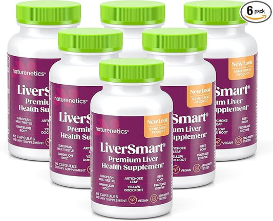 LiverSmart - Liver Cleanse & Repair Formula with European Milk Thistle, Silymarin, Artichoke, Dandelion, Yellow Dock Root, Beet Root - Supplement to Aid, Renew and Support Liver Health (6)