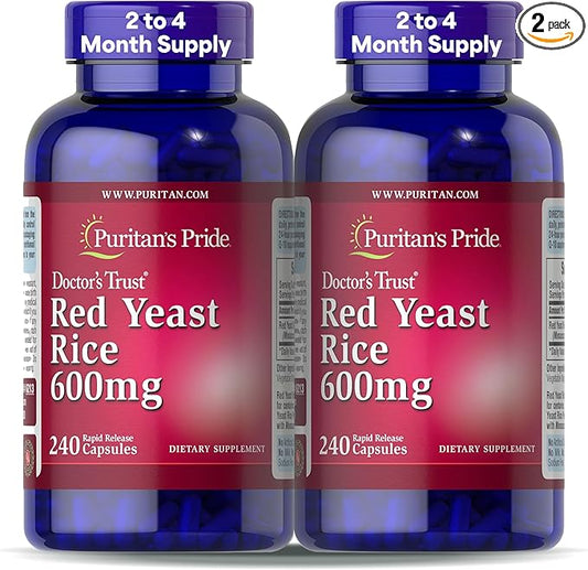 Puritan's Pride Doctors Trust® Red Yeast Rice 600mg, Dietary Supplement, 240 Rapid Release Capsules, 2 Pack